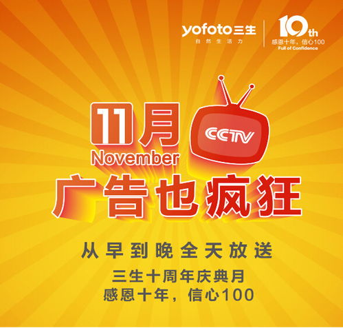 11月广告也疯狂 三生央视全天候放送，天鸣广告霸屏时代